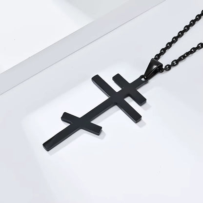 Serbisch-orthodoxes Kreuz mit Edelstahlkette (Silber, Gold, Schwarz oder Grau)