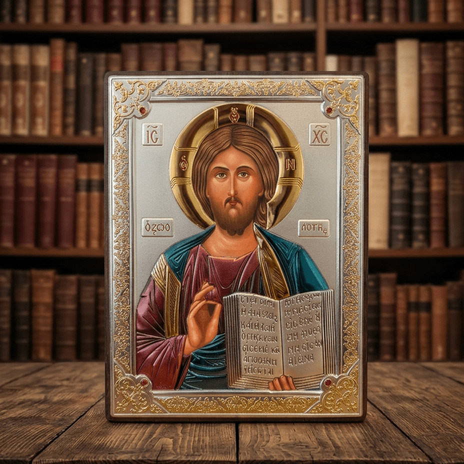 LAR Echtsilber Ikone Isus Hristos / 13 x 18 cm - svetazvezda