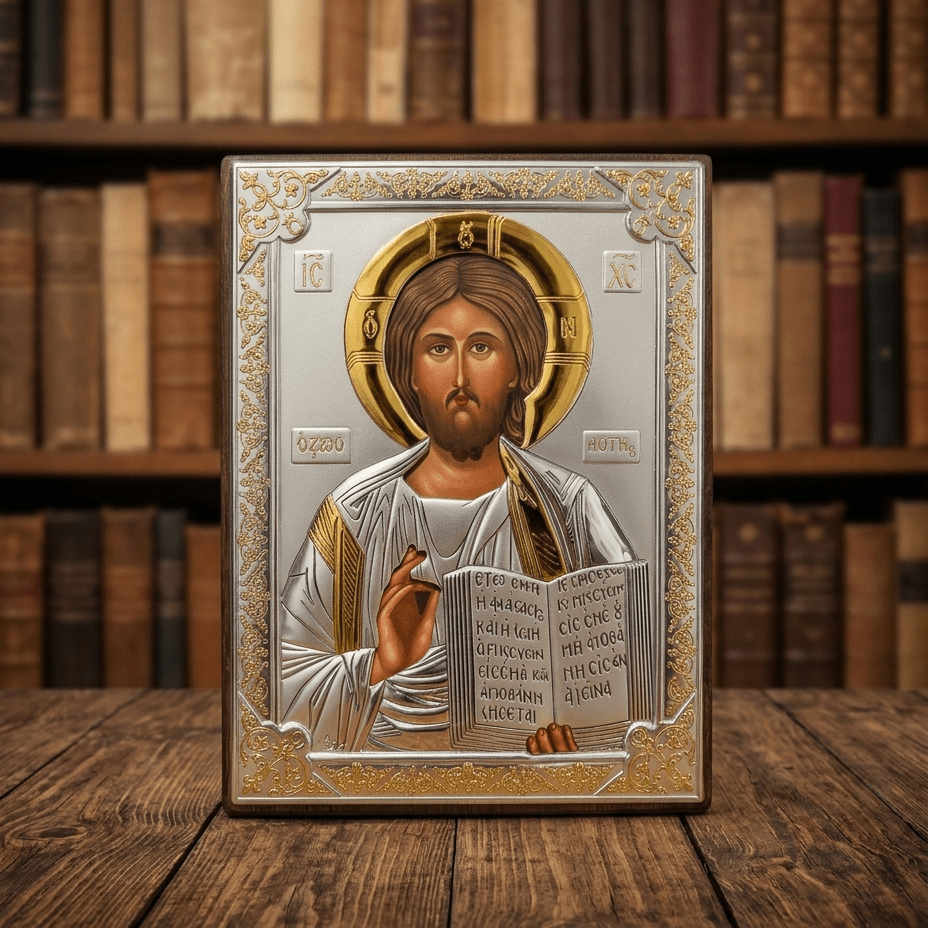 LAR Echtsilber Ikone Isus Hristos / 13 x 18 cm - svetazvezda