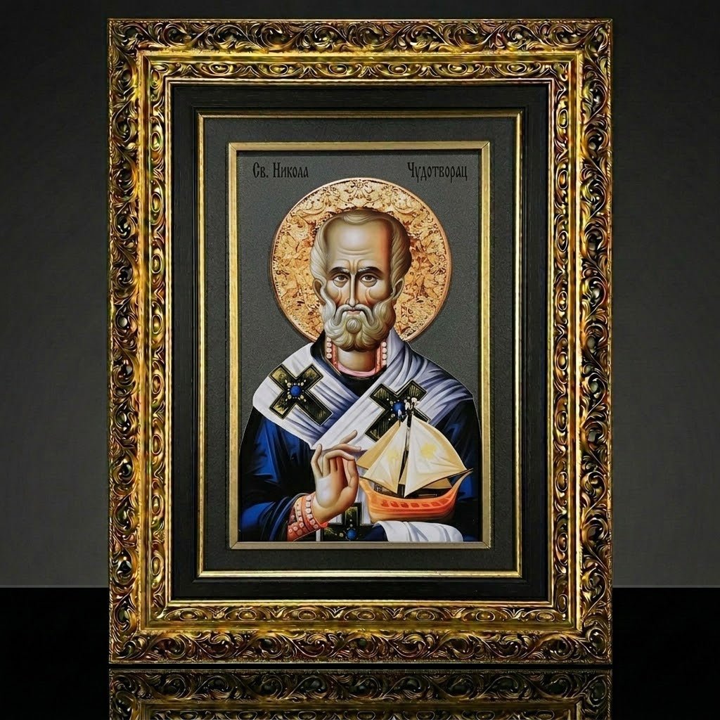 Mileševac Glasikone Sveti Nikola – Serbisch-orthodoxe Ikone 51 × 39 cm - svetazvezda