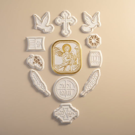 Modlice für slavski kolač – 12 - teiliges Set Beli Anđeo - svetazvezda