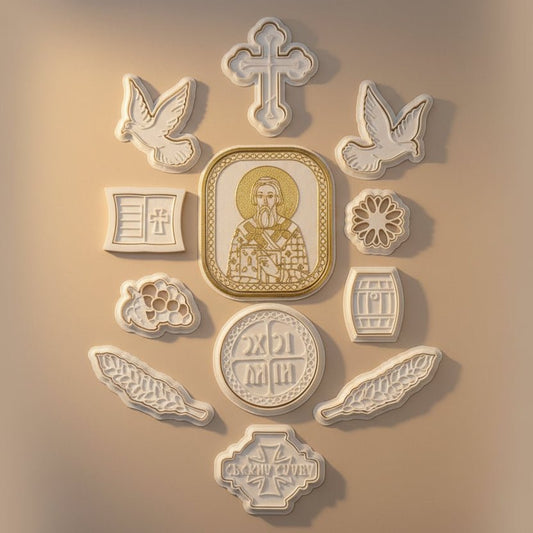 Modlice for slavski kolač – 12-piece set Sveti Sava
