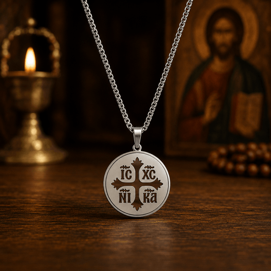 Orthodoxe Halskette IC XC NI KA aus Edelstahl / 65 cm - svetazvezda