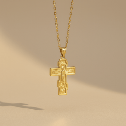 Orthodoxe Kreuzkette aus Edelstahl – in Schwarz, Gold oder Silber (50 cm) - svetazvezda