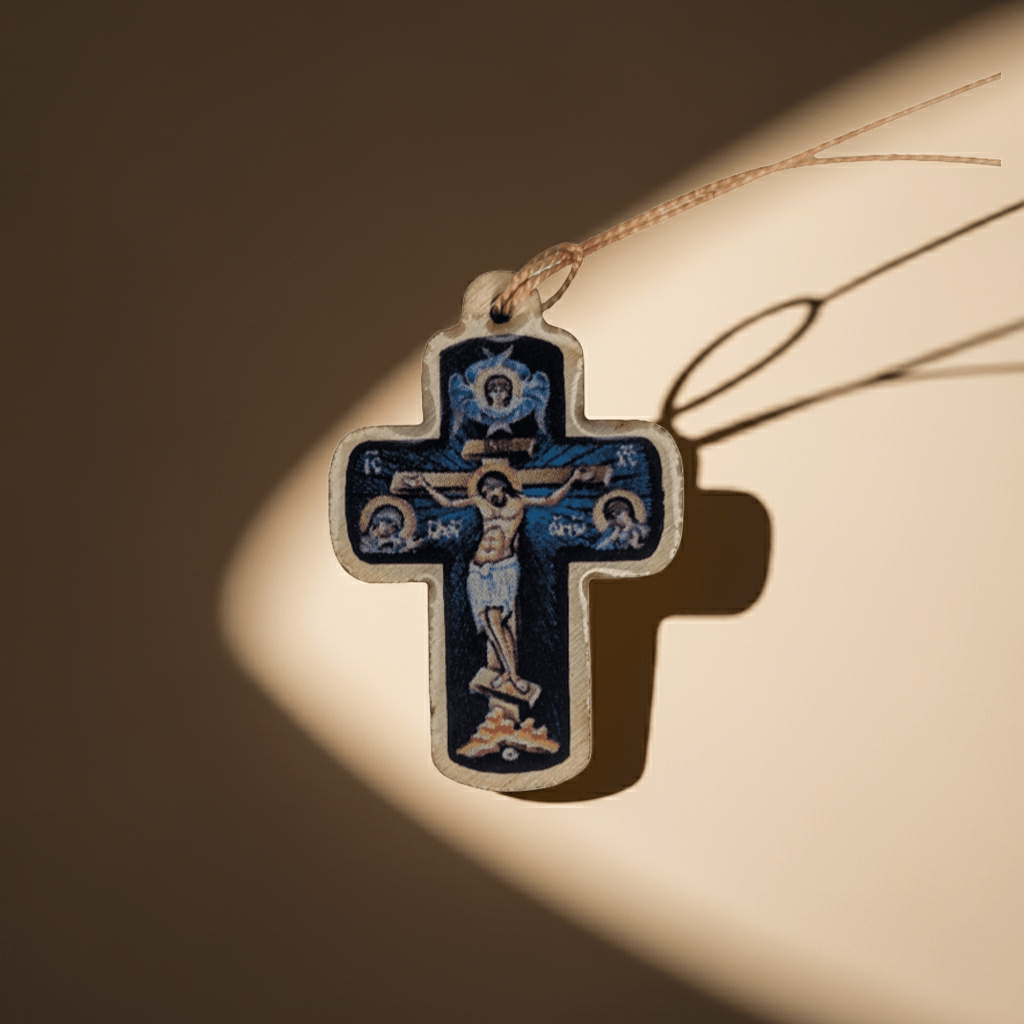 Orthodoxes Holzkreuz mit gekreuzigtem Isus Hristos – Tragbares Glaubenssymbol zum Umhängen - svetazvezda