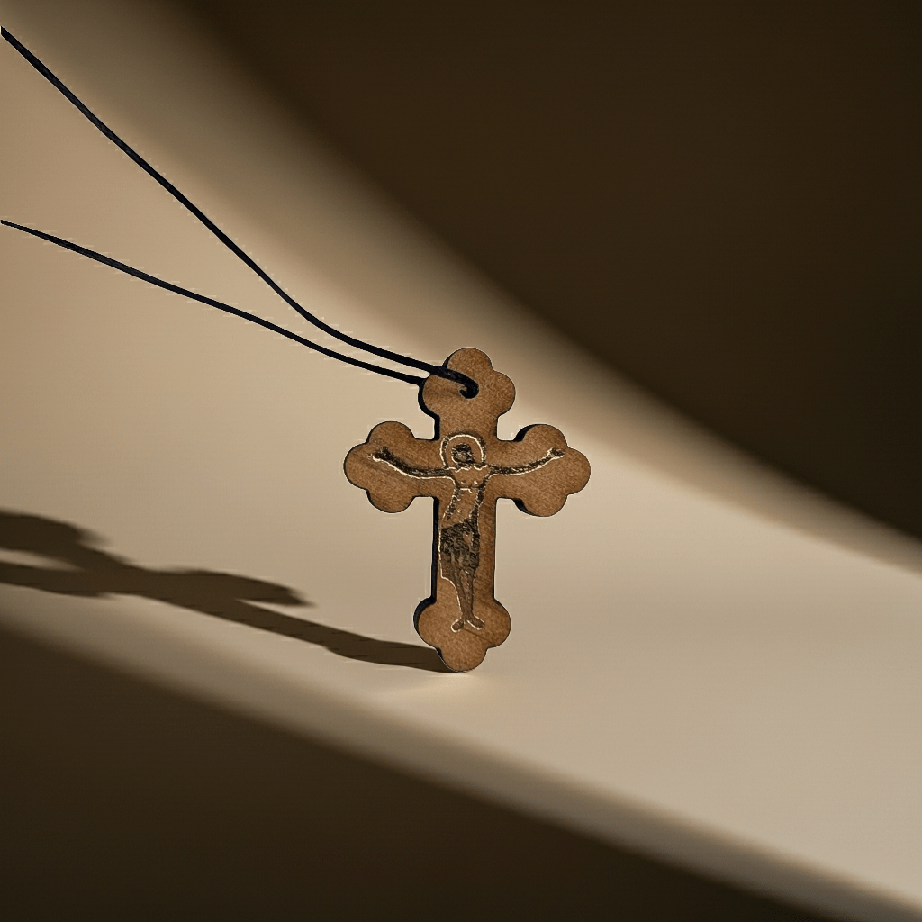 Orthodoxes Holzkreuz mit goldenem Korpus – Symbol des Glaubens und der Tradition - svetazvezda