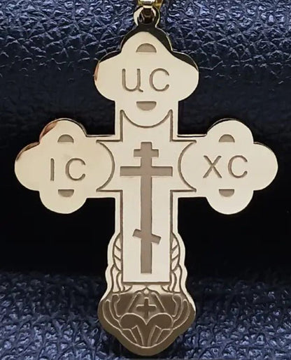 Orthodoxes Kreuz mit Edelstahlkette - svetazvezda