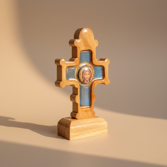 Orthodoxes Tischkreuz aus Holz (12 × 6,5 cm) - svetazvezda