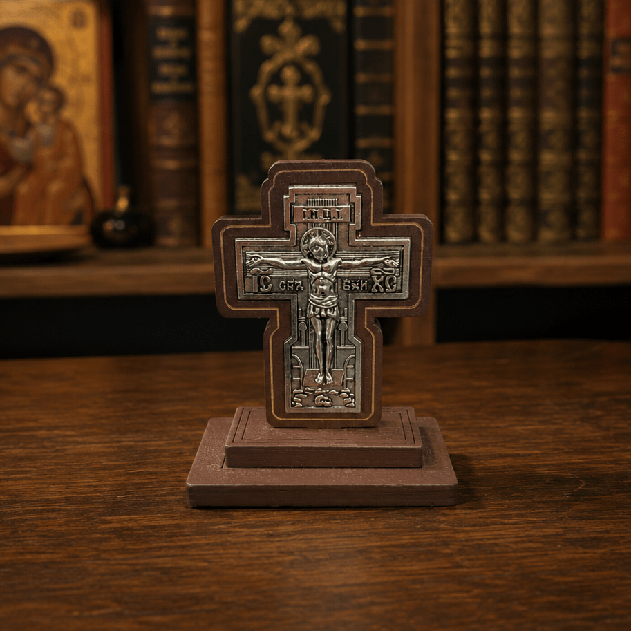 Orthodoxes Tischkreuz aus Holz / 9 × 7 cm - svetazvezda
