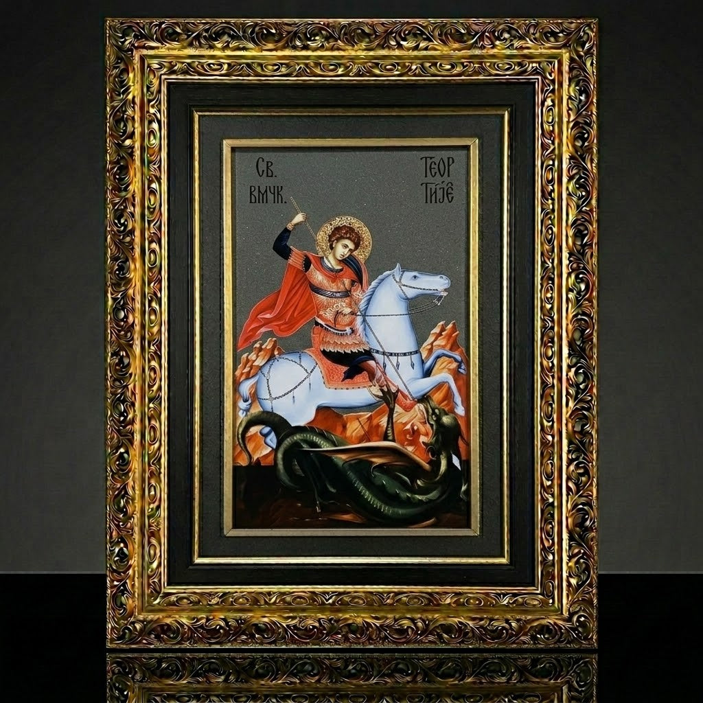Mileševac Glasikone Sveti Georgije – Serbisch-orthodoxe Ikone 51 × 39 cm