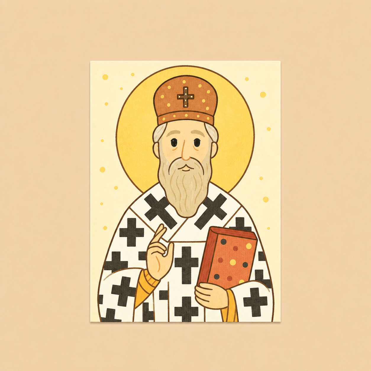 Serbisch-orthodoxe Schnullerkette aus Silikon & Holz mit Ikone - svetazvezda