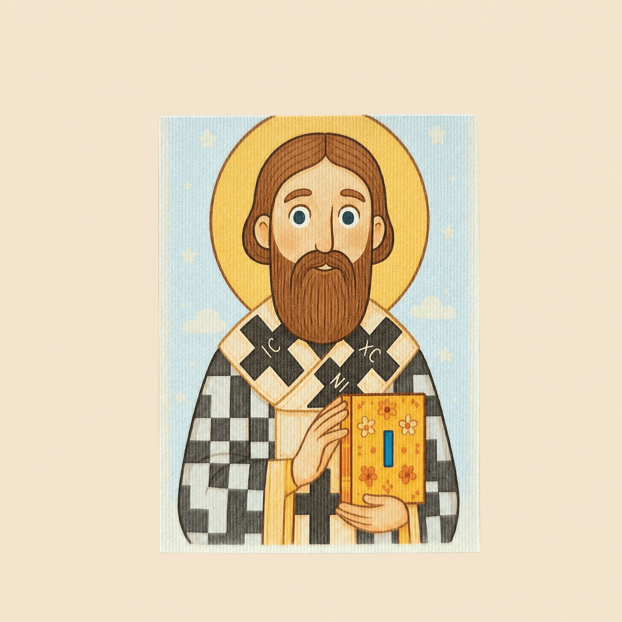 Serbisch-orthodoxe Schnullerkette aus Silikon & Holz mit Ikone - svetazvezda