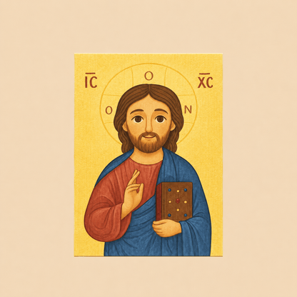 Serbisch-orthodoxe Schnullerkette aus Silikon & Holz mit Ikone - svetazvezda