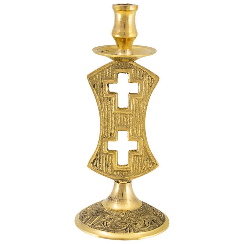 Serbisch - orthodoxer Kerzenhalter aus Messing (13 x 5,5 cm) - svetazvezda