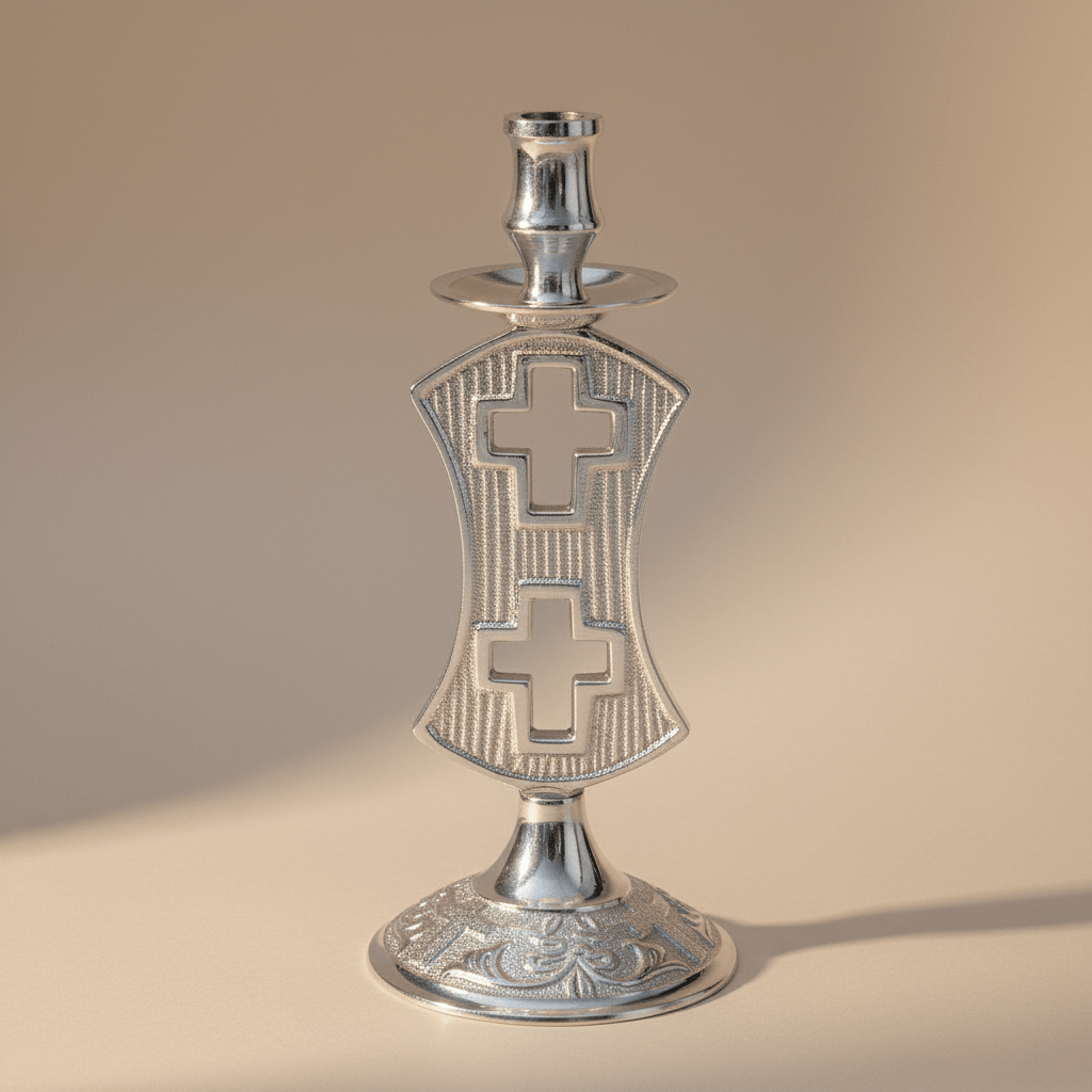 Serbisch - orthodoxer Kerzenhalter aus Messing (13 x 5,5 cm) - svetazvezda