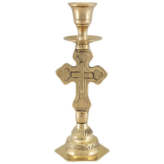 Serbisch - orthodoxer Kerzenhalter aus Messing (14x 5,5 cm) - svetazvezda