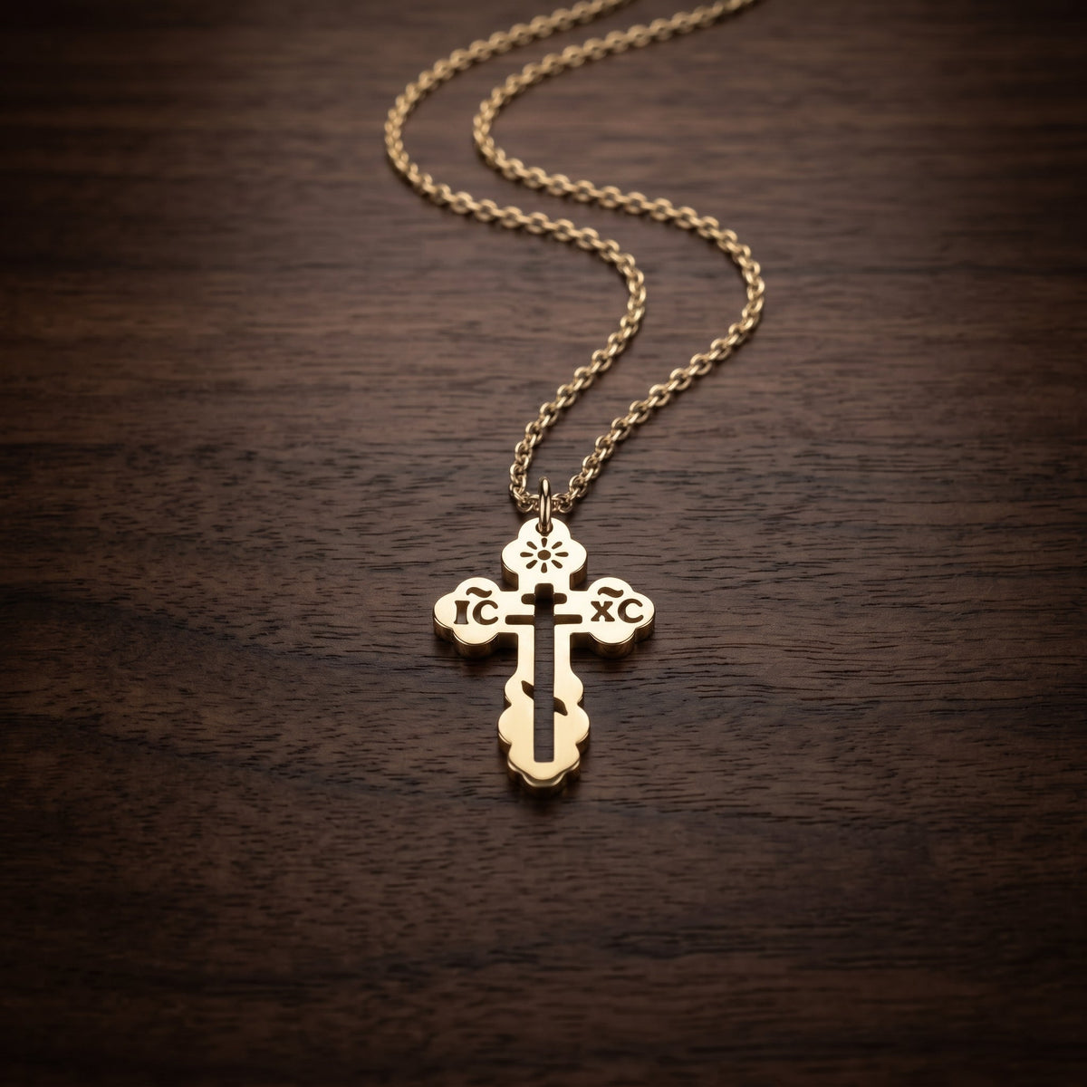 Serbisch-orthodoxes Kreuz mit Edelstahlkette 3 cm - svetazvezda