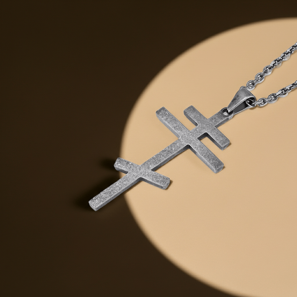 Serbisch - orthodoxes Kreuz mit Edelstahlkette (Silber, Gold, Schwarz oder Grau) - svetazvezda