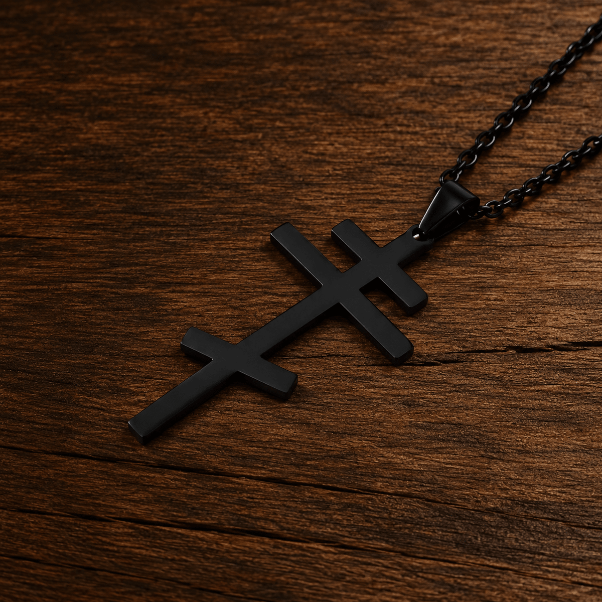 Serbisch-orthodoxes Kreuz mit Edelstahlkette (Silber, Gold, Schwarz oder Grau) - svetazvezda