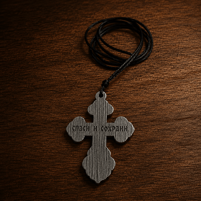 Serbisch-orthodoxes Kreuz mit Korpus aus Edelstahl 5 cm - svetazvezda