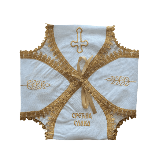 Slava - Peškir „Srećna Slava“ mit Goldstickerei - svetazvezda