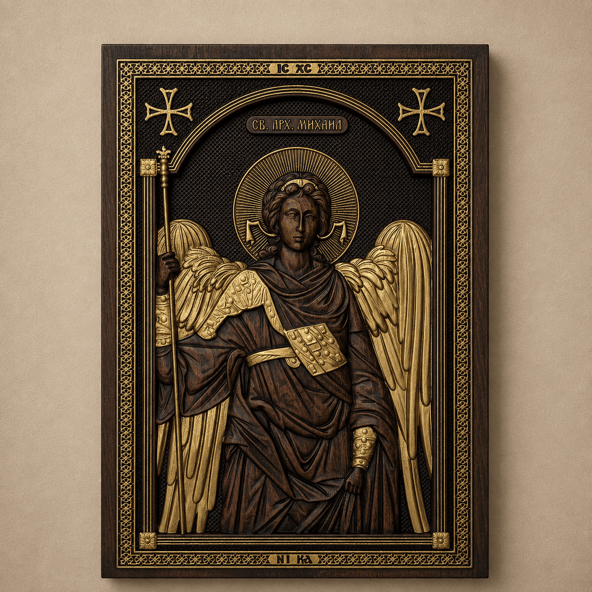 Sveti Arhanđel Mihailo – Orthodoxe Ikone aus Buchenholz - svetazvezda