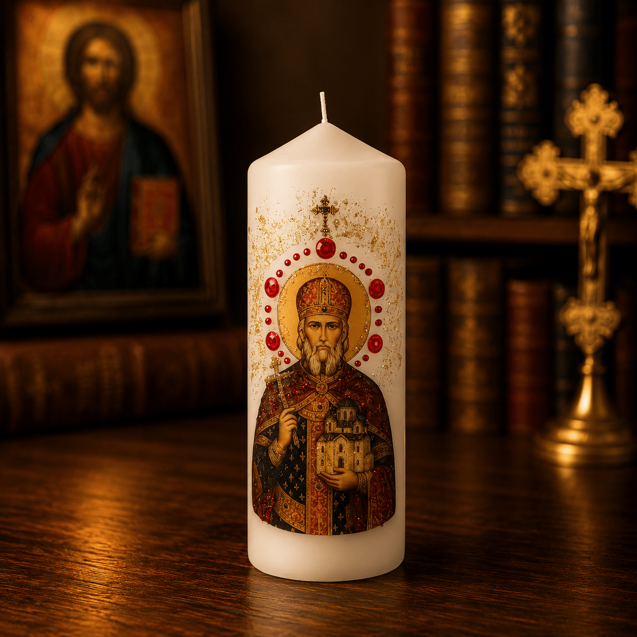 Sveti Car Lazar Kerze – Serbisch-orthodoxe Gebetskerze / 16,5 × 6 cm - svetazvezda