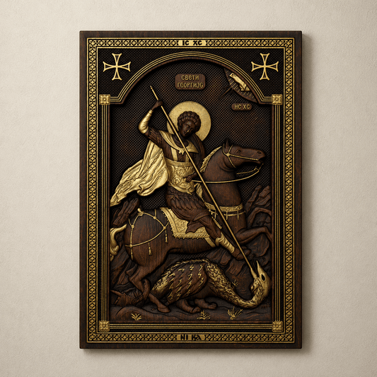 Sveti Georgije – Orthodoxe Ikone aus Buchenholz - svetazvezda