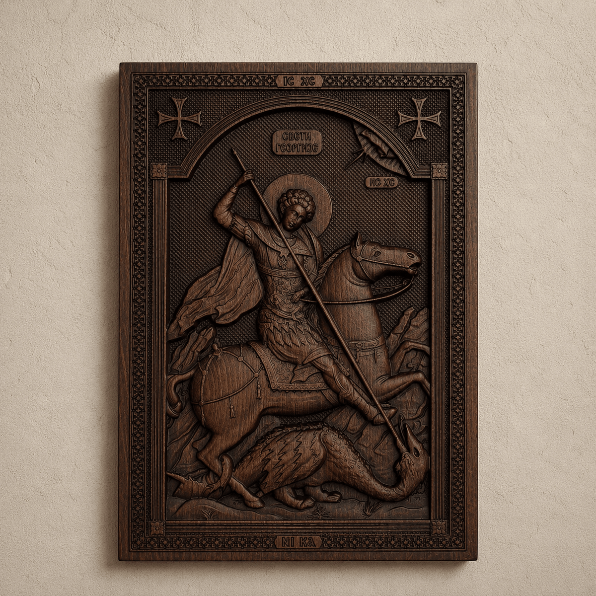 Sveti Georgije – Orthodoxe Ikone aus Buchenholz - svetazvezda