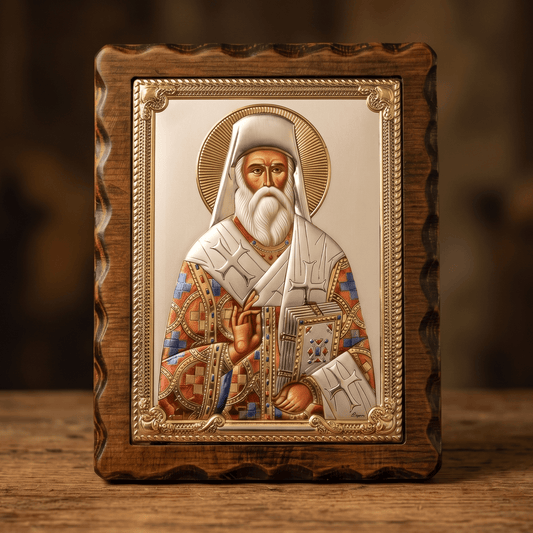 Sveti Nektarije Eginski - LAR Echtsilber Ikone / 17 × 21,5 cm - svetazvezda