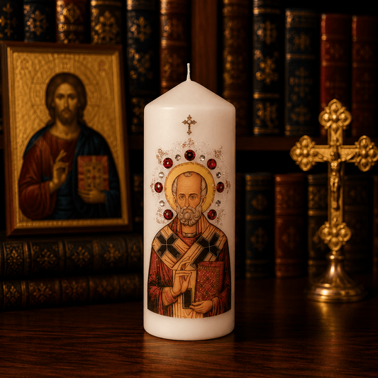 Sveti Nikola Kerze – Serbisch-orthodoxe Gebetskerze / 16,5 × 6 cm - svetazvezda