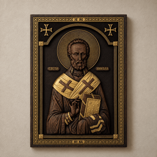 Sveti Nikola – Orthodoxe Ikone aus Buchenholz - svetazvezda