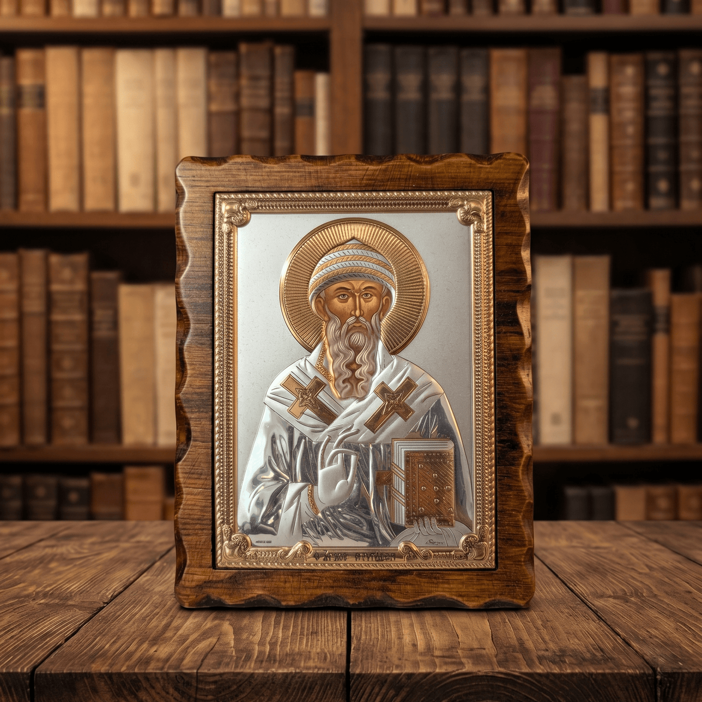 Sveti Spiridon – LAR Echtsilber Ikone / 17 × 21,5 cm - svetazvezda