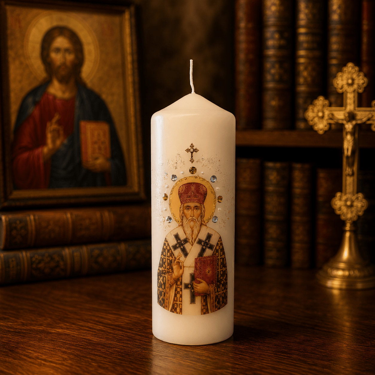 Sveti Vasilije Ostroški Kerze – Serbisch-orthodoxe Gebetskerze / 16,5 × 6 cm - svetazvezda