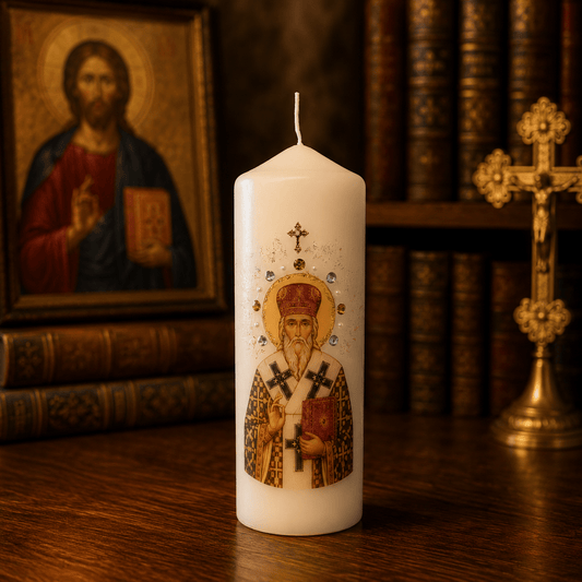 Sveti Vasilije Ostroški Kerze – Serbisch-orthodoxe Gebetskerze / 16,5 × 6 cm - svetazvezda