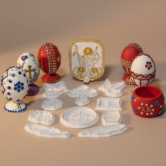 Vaskrs - Set – 5 dekorierte Eier, Modlice - Set und rote Čuvarkuća 10 - svetazvezda