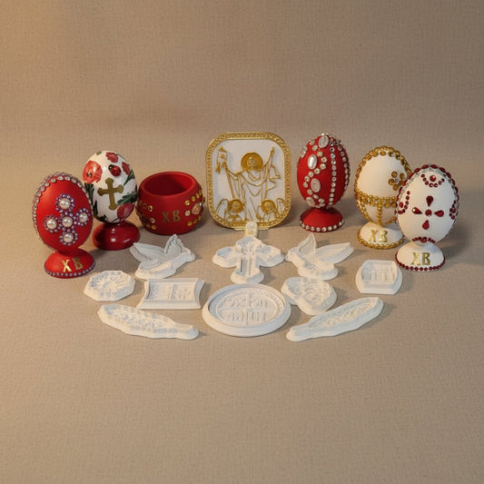 Vaskrs - Set – 5 dekorierte Eier, Modlice - Set und rote Čuvarkuća 6 - svetazvezda