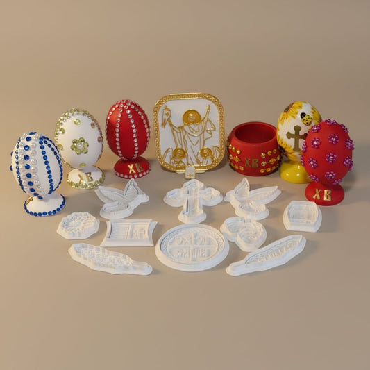 Vaskrs - Set – 5 dekorierte Eier, Modlice - Set und rote Čuvarkuća 7 - svetazvezda