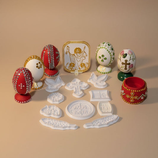 Vaskrs - Set – 5 dekorierte Eier, Modlice - Set und rote Čuvarkuća 8 - svetazvezda