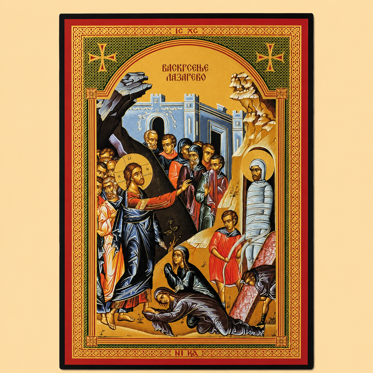 Serbisch-orthodoxe Ikone der Auferweckung des Lazarus (Vaskrsenje Lazarevo)