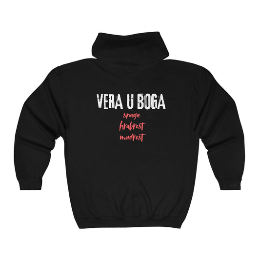 Zip Hoodie SVETAZVEZDA – Vera u Boga, Snaga, Hrabrost i Mudrost - svetazvezda